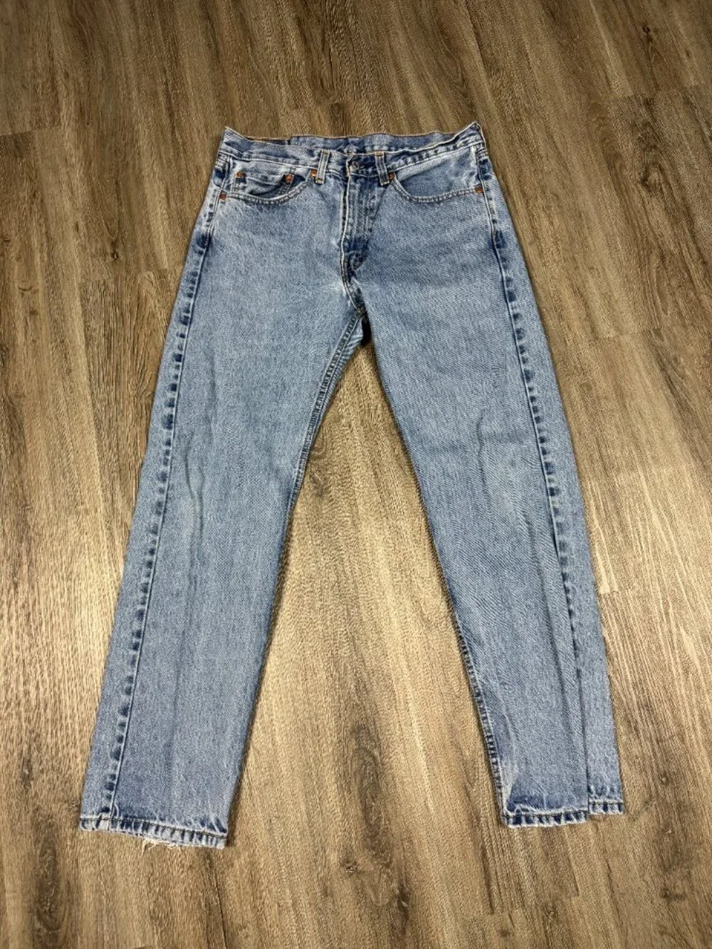 Levis 505 Mens Regular Fit Straight Leg Light Wash Blue Denim Jeans 34W x 32L